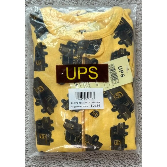 UPS New Yellow Infant Footed Sleeper Pajamas 12-18 Months Cotton Blend - Picture 2 of 7